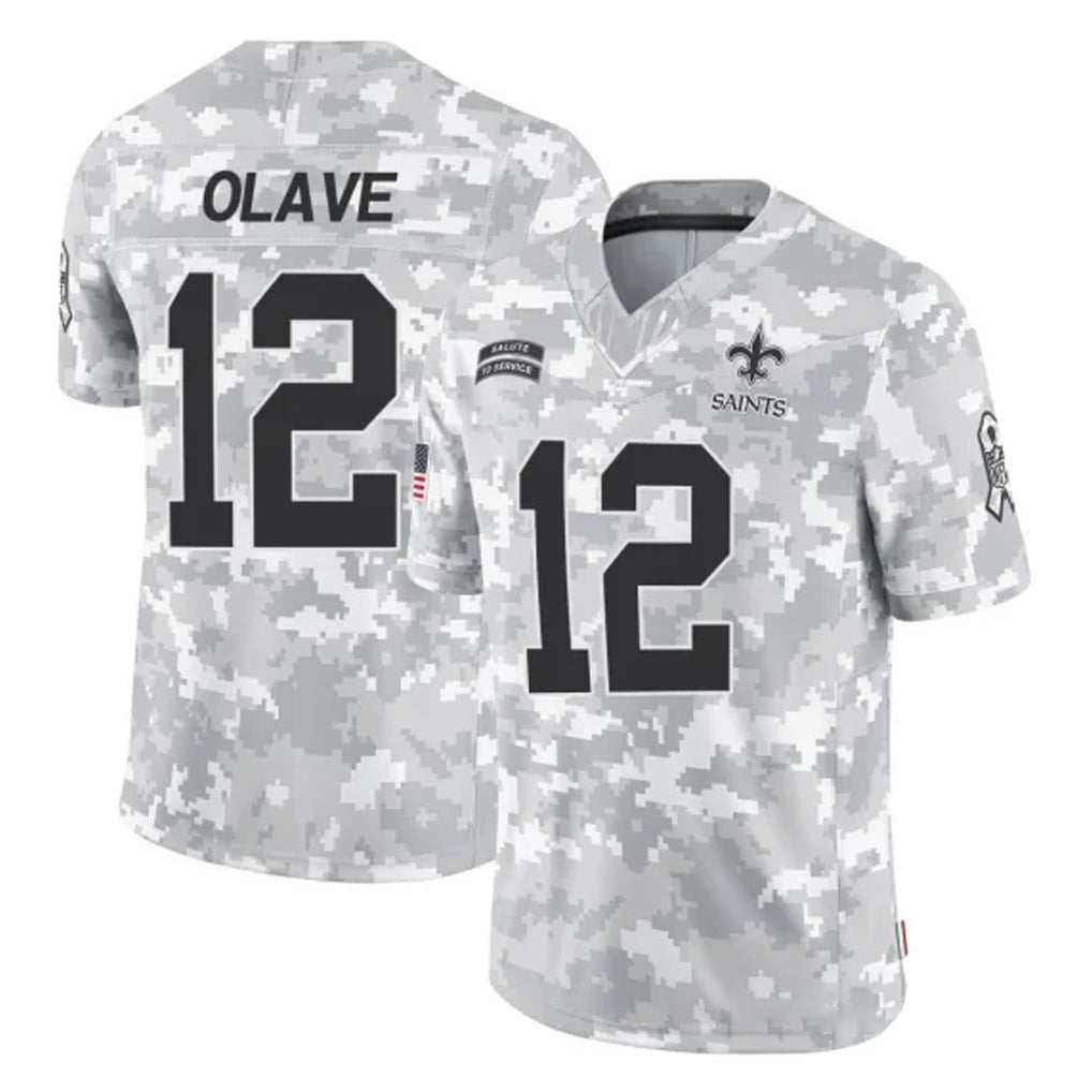 NO.Saints #12 Chris Olave Player Arctic Camo Salute To Service Limited Game Ldoa Stitched Jerseys