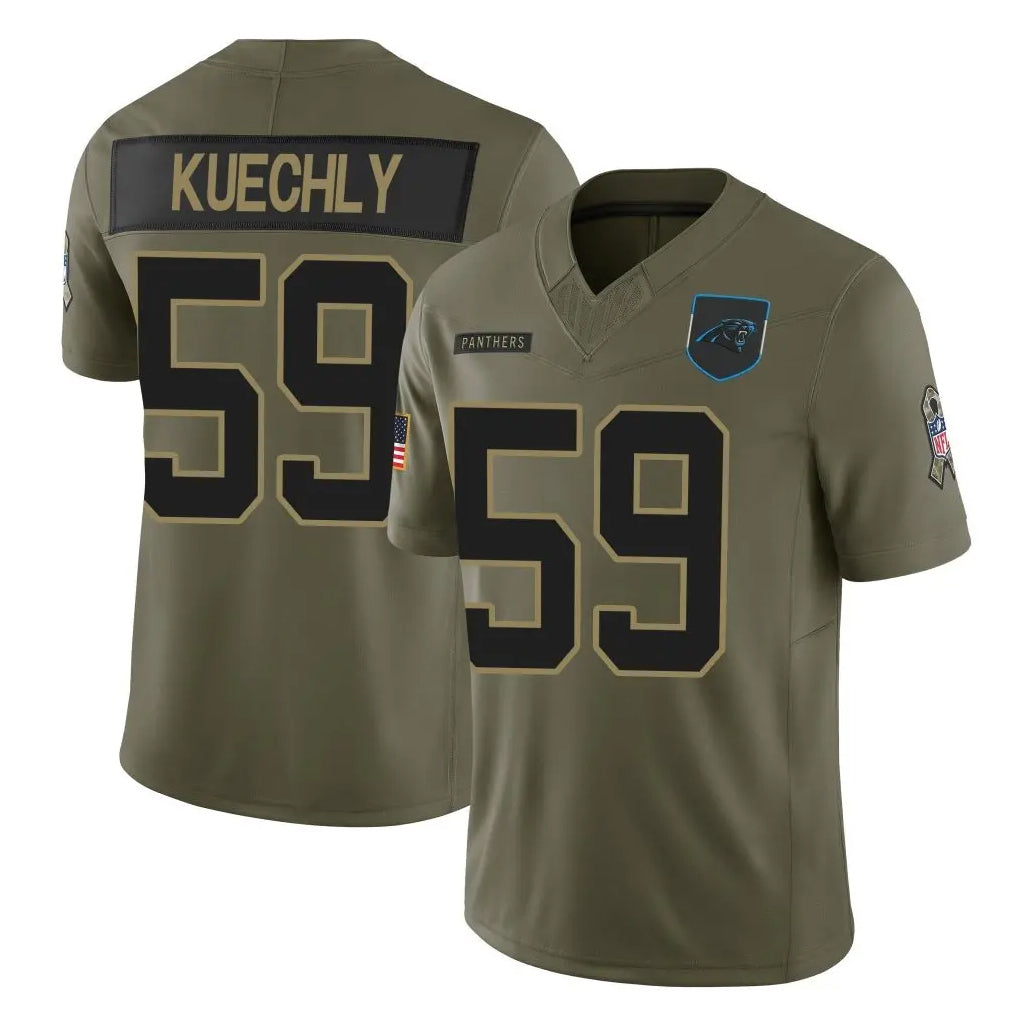 C.Panthers #59 Luke Kuechly Player Olive Salute to Service Limited Home Game Ldoa Stitched Jerseys