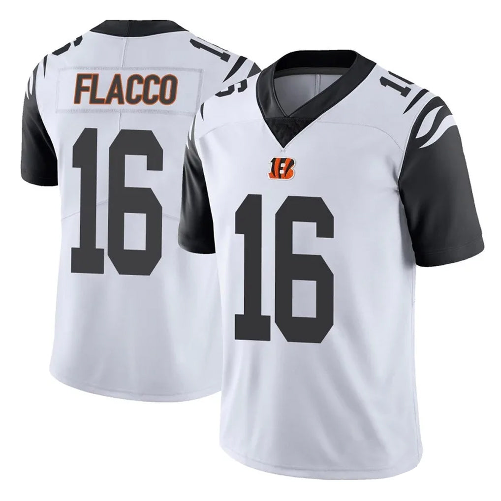 C.Bengals #16 Joe Flacco Player White Color Rush Vapor Untouchable Limted Home Game Ldoa Stitched Jerseys