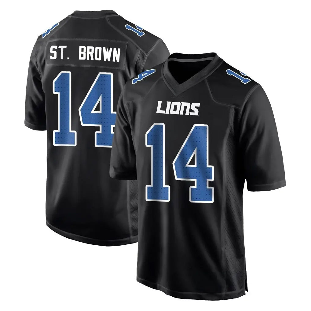 D.Lions #14 Amon-Ra St. Brown Player Black Fashion Home Game Ldoa Stitched Jerseys