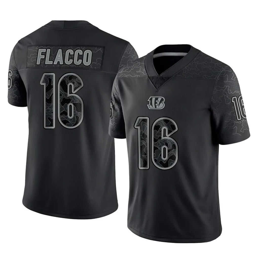 C.Bengals #16 Joe Flacco Player Black Reflective Limited Game Ldoa Stitched Jerseys