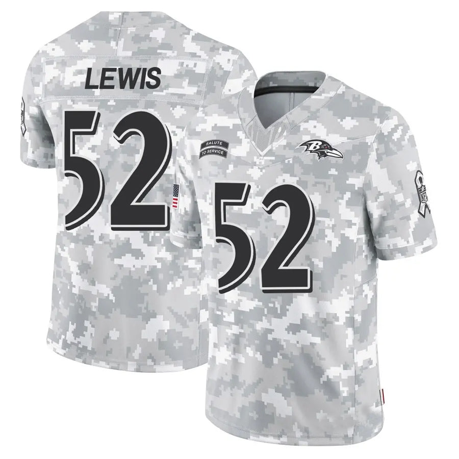 B.Ravens #52 Ray Lewis Player Arctic Camo Salute to Service Limited Ldoa Stitched Jerseys