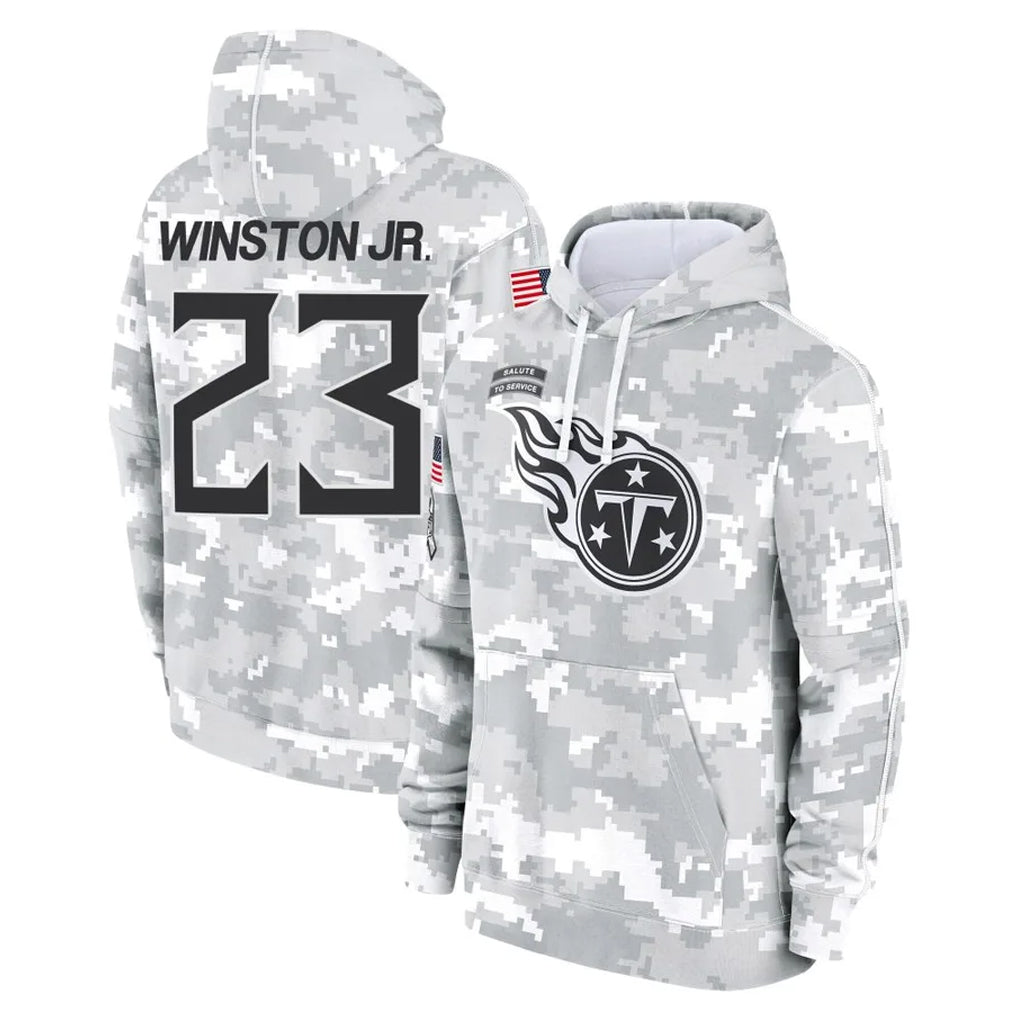 T.Titans #23 Kevin Winston Jr. Player Camo Arctic Salute to Service Pullover Hoodies Home Game Ldoa Stitched Jerseys