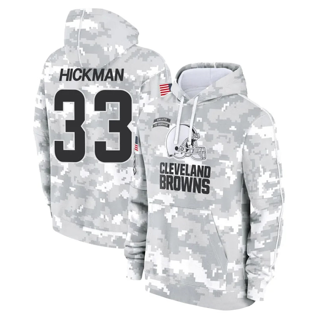 C.Browns #33 Ronnie Hickman Player Arctic Camo Salute to Service Hoodies Limited Game Ldoa Stitched Jerseys