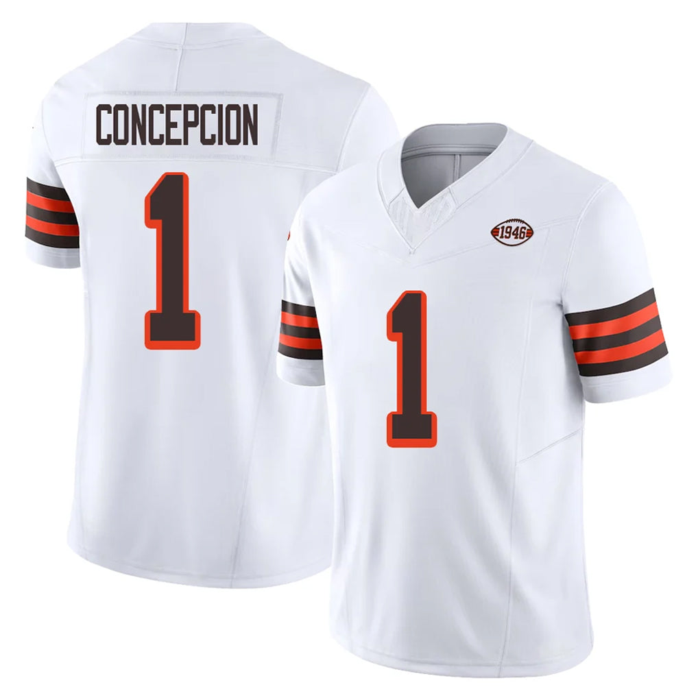 C.Browns #1 KC Concepcion Player White Limited Vapor F.U.S.E. Alternate Game Ldoa Stitched Jerseys