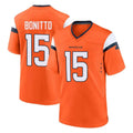 D.Broncos #15 Nik Bonitto Player Orange Home Game Ldoa Stitched Jerseys