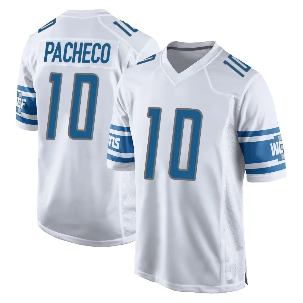 D.Lions #10 Isiah Pacheco Player White Home Game Ldoa Stitched Jerseys