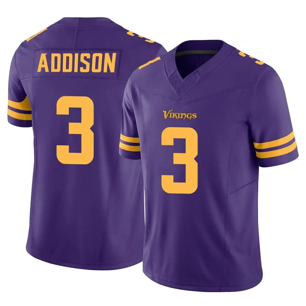 M.Vikings #3 Jordan Addison Player Purple Limited Alternate Vapor F.U.S.E. Home Game Ldoa Stitched Jerseys