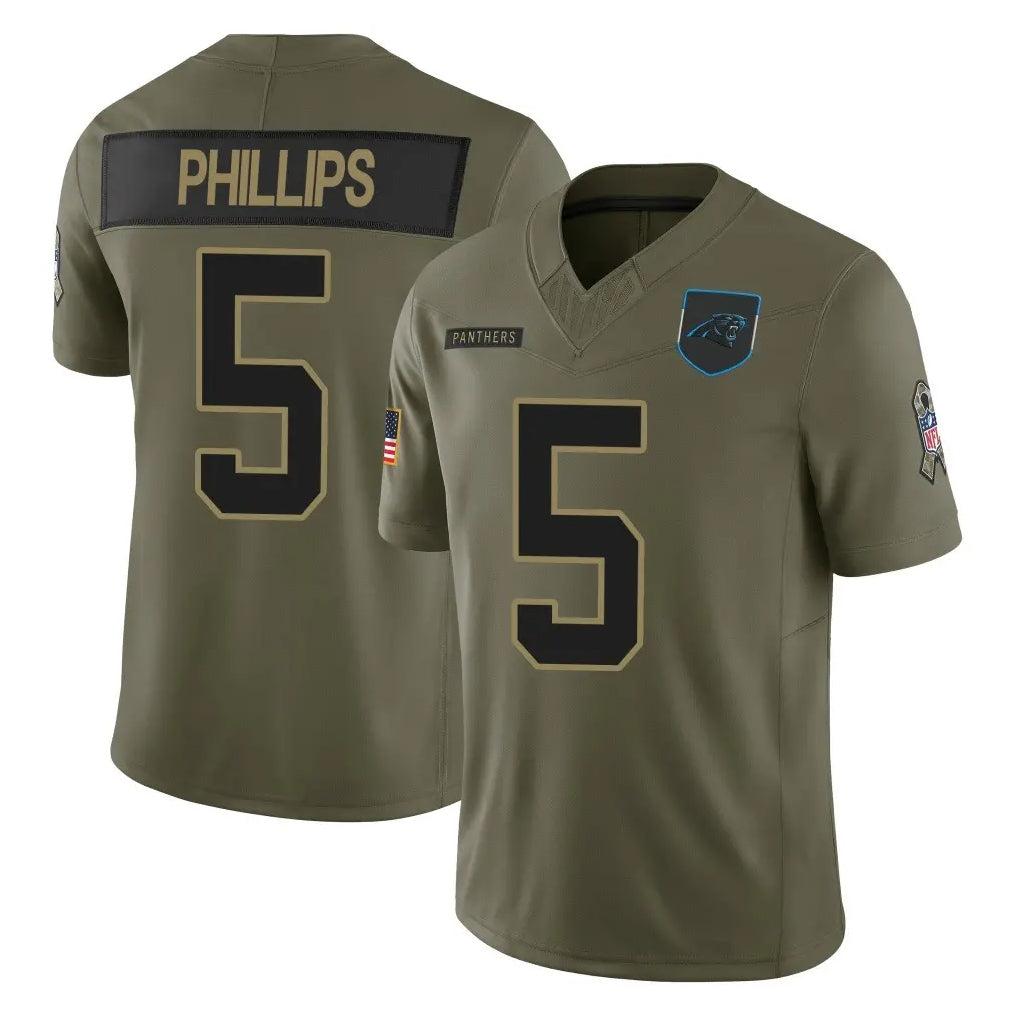 C.Panthers #5 Jaelan Phillips Player Olive Salute to Service Limited Home Game Ldoa Stitched Jerseys