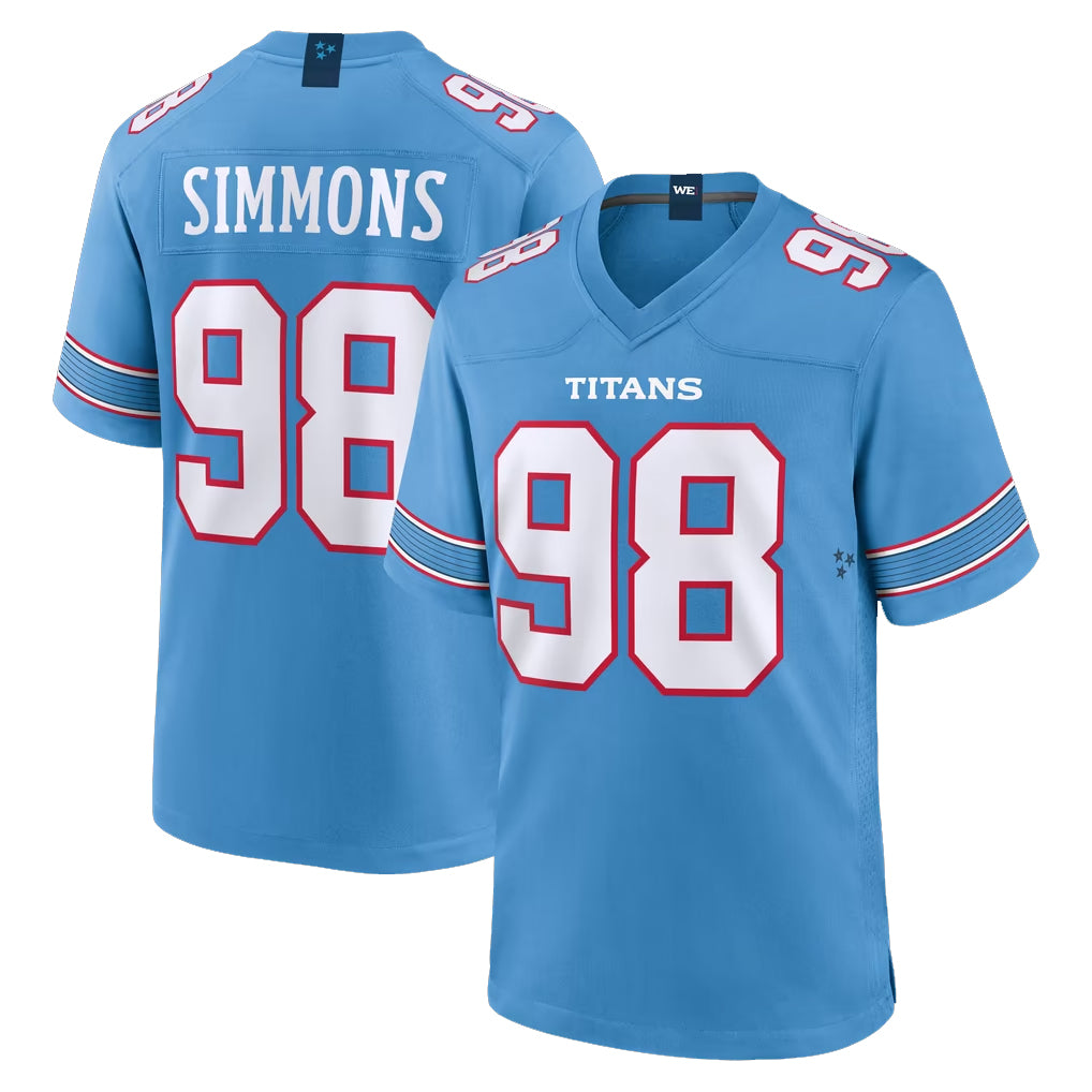 T.Titans #98 Jeffery Simmons Player Light Blue 2026 Game Home Ldoa Stitched Jerseys