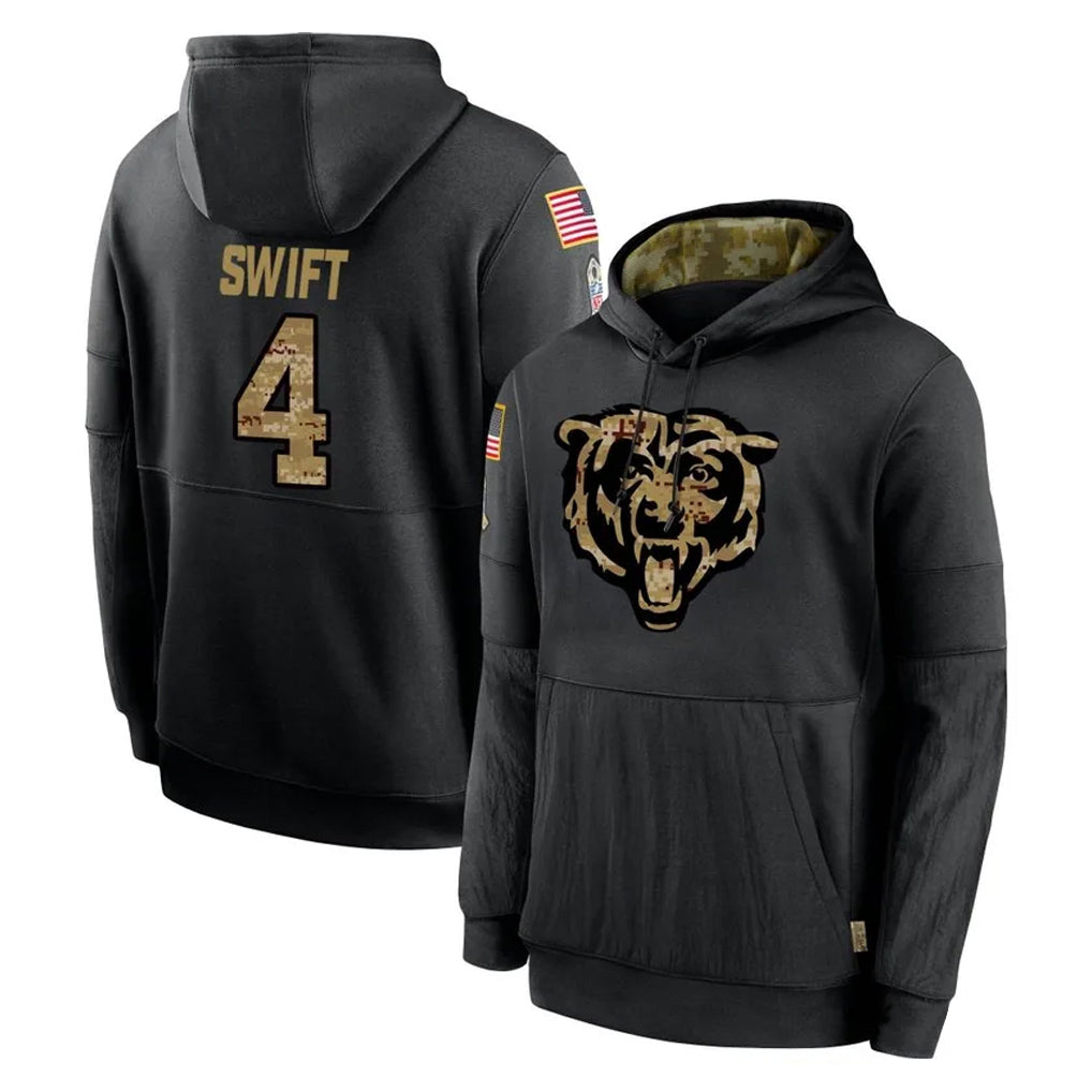 C.Bears #4 D'Andre Swift Player Black Salute to Service Pullover Hoodies Limited Ldoa Stitched Jerseys