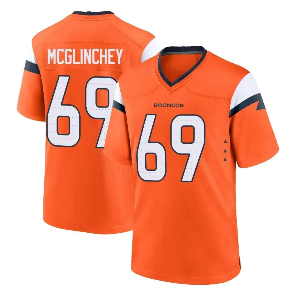 D.Broncos #69 Mike McGlinchey Player Orange Home Game Ldoa Stitched Jerseys