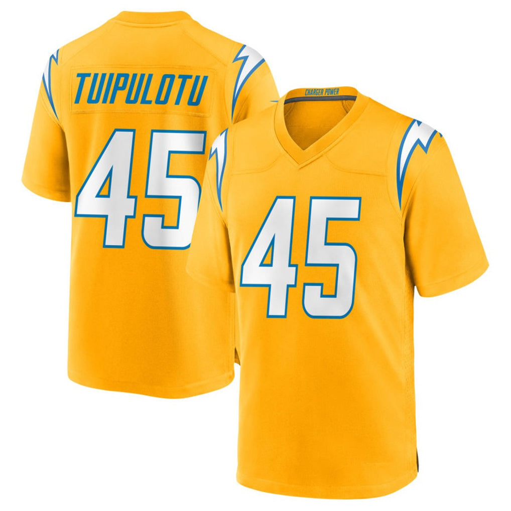 LA.Chargers #45 Tuli Tuipulotu Player Gold Home Game Ldoa Stitched Jerseys