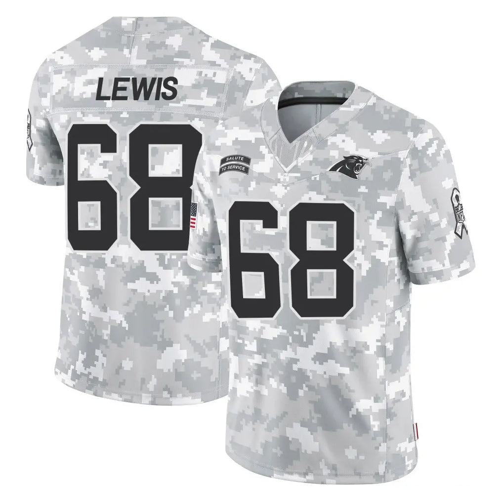 C.Panthers #68 Damien Lewis Player Arctic Camo Salute to Service Limited Game Ldoa Stitched Jerseys