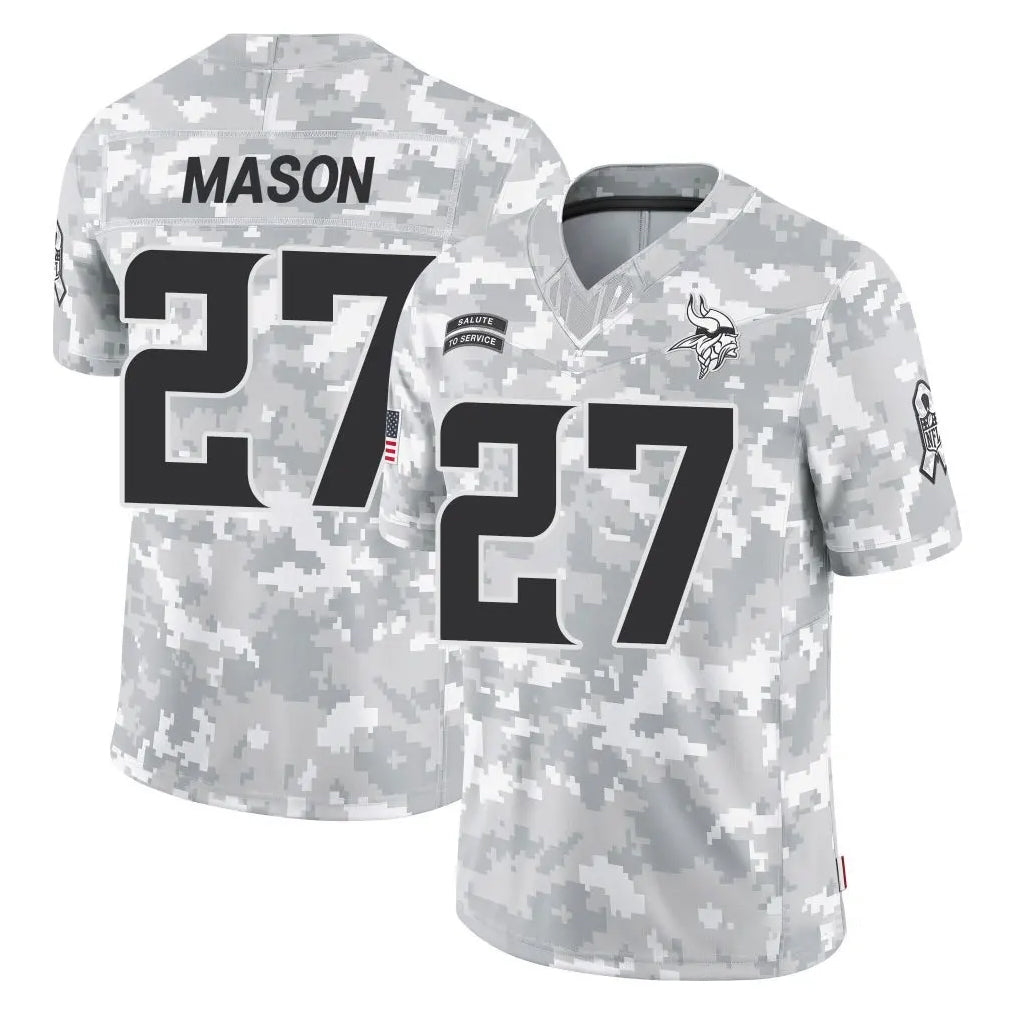 M.Vikings #27 Jordan Mason Player Arctic Camo Salute To Service Limited Game Ldoa Stitched Jerseys