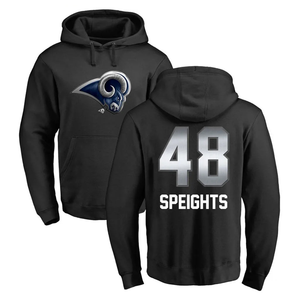 LA.Rams #48 Omar Speights Player Black Pullover Hoodie Limited Game Ldoa Stitched Jerseys