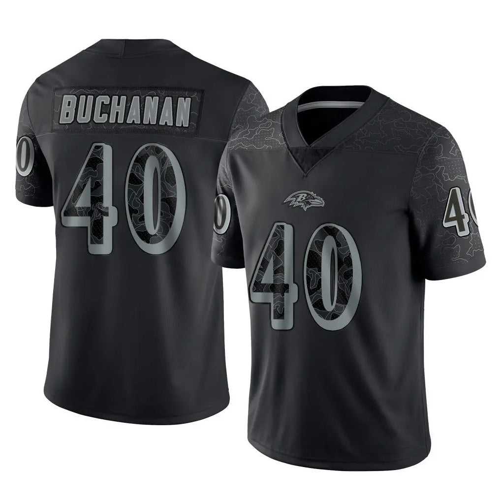 B.Ravens #40 Teddye Buchanan Player Black REFLECTIVE Limited Ldoa Stitched Jerseys