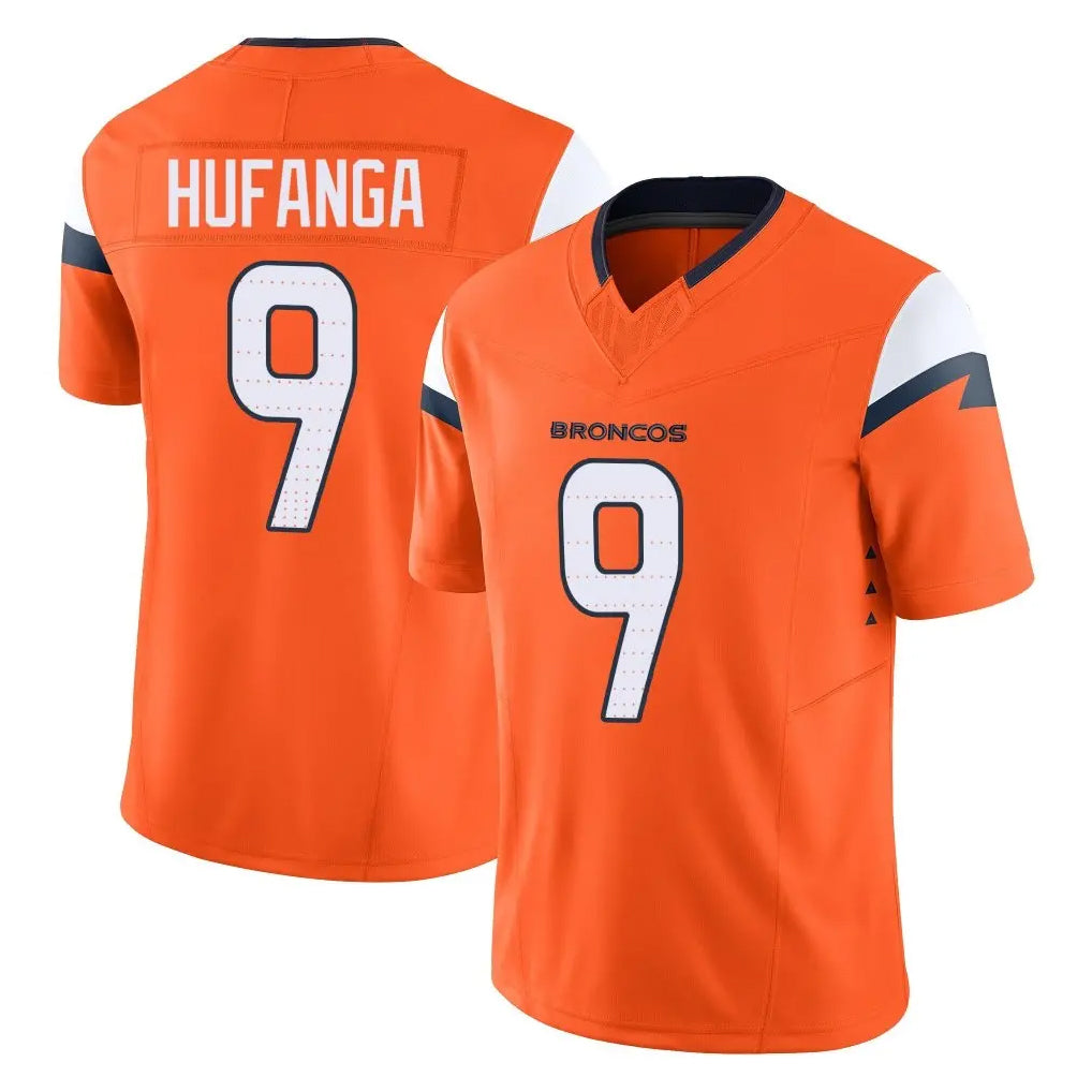 D.Broncos #9 Talanoa Hufanga Player Orange Vapor F.U.S.E. Limited Home Game Ldoa Stitched Jerseys