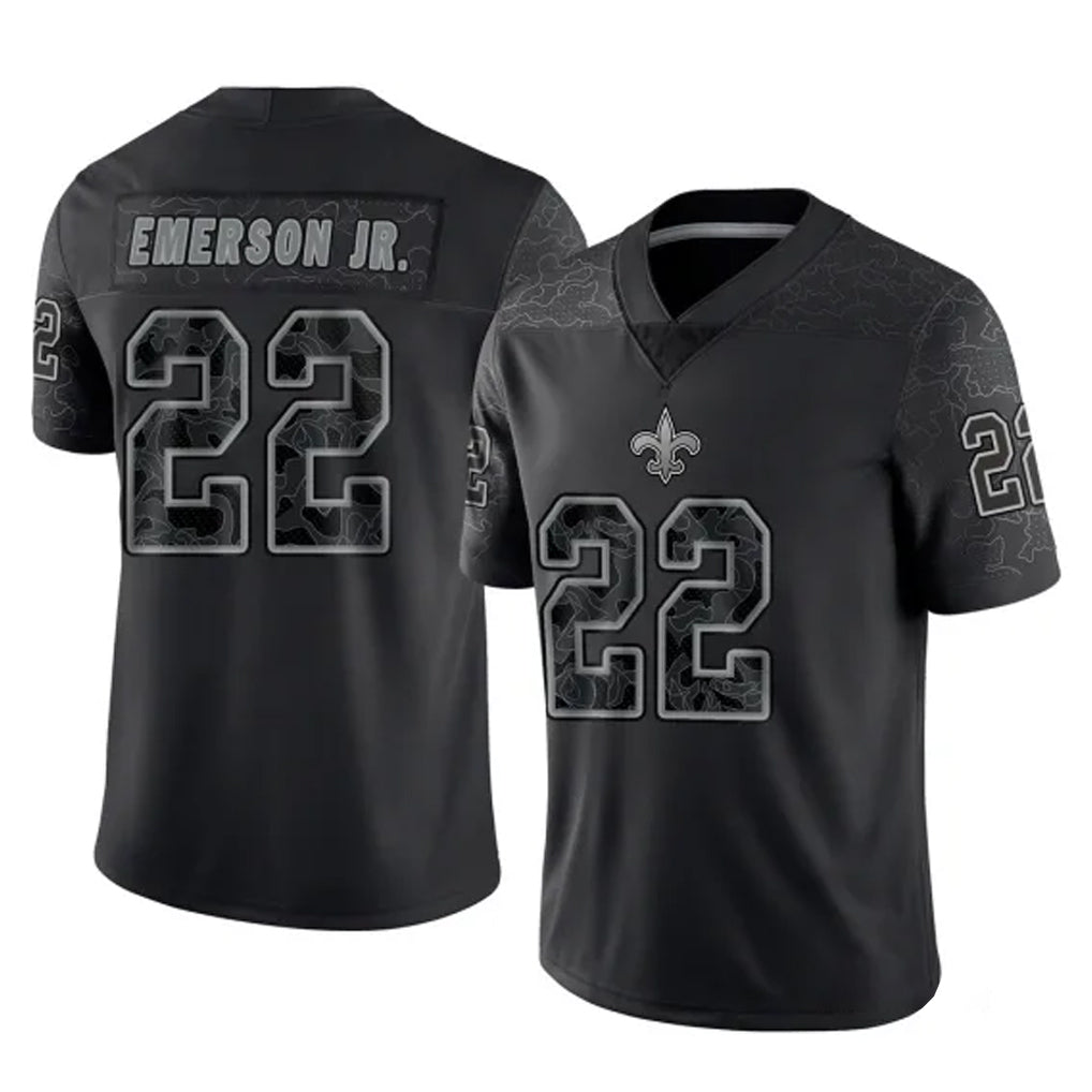 NO.Saints #22 Martin Emerson Jr. Player Black Limited Reflective Home Game Ldoa Stitched Jerseys