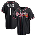 A.Braves #1 Ozzie Albies Player Black Fashion Out Game Ldoa Stitched Jerseys