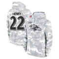 B.Ravens #22 Derrick Henry Player Arctic Camo Salute To Service Hoodie Ldoa Stitched Jerseys