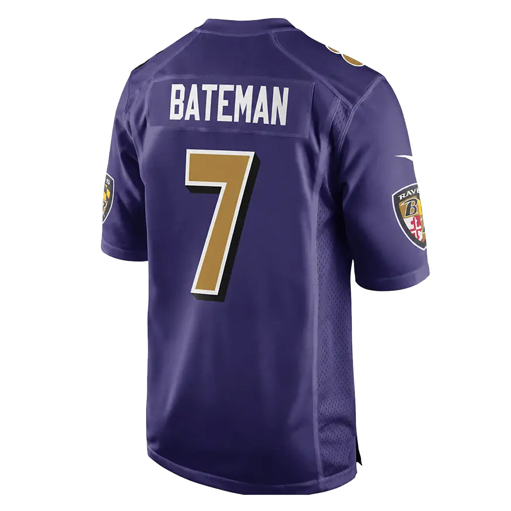 B.Ravens #7 Rashod Bateman Player Purple Color Rush Home Game Ldoa Stitched Jerseys