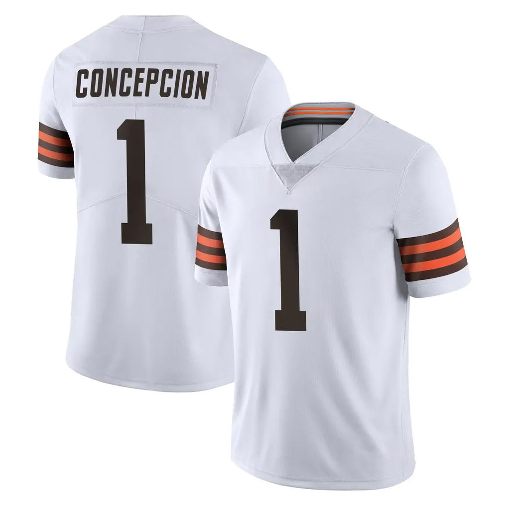 C.Browns #1 KC Concepcion Player White Vapor Untouchable Limited Home Game Ldoa Stitched Jerseys