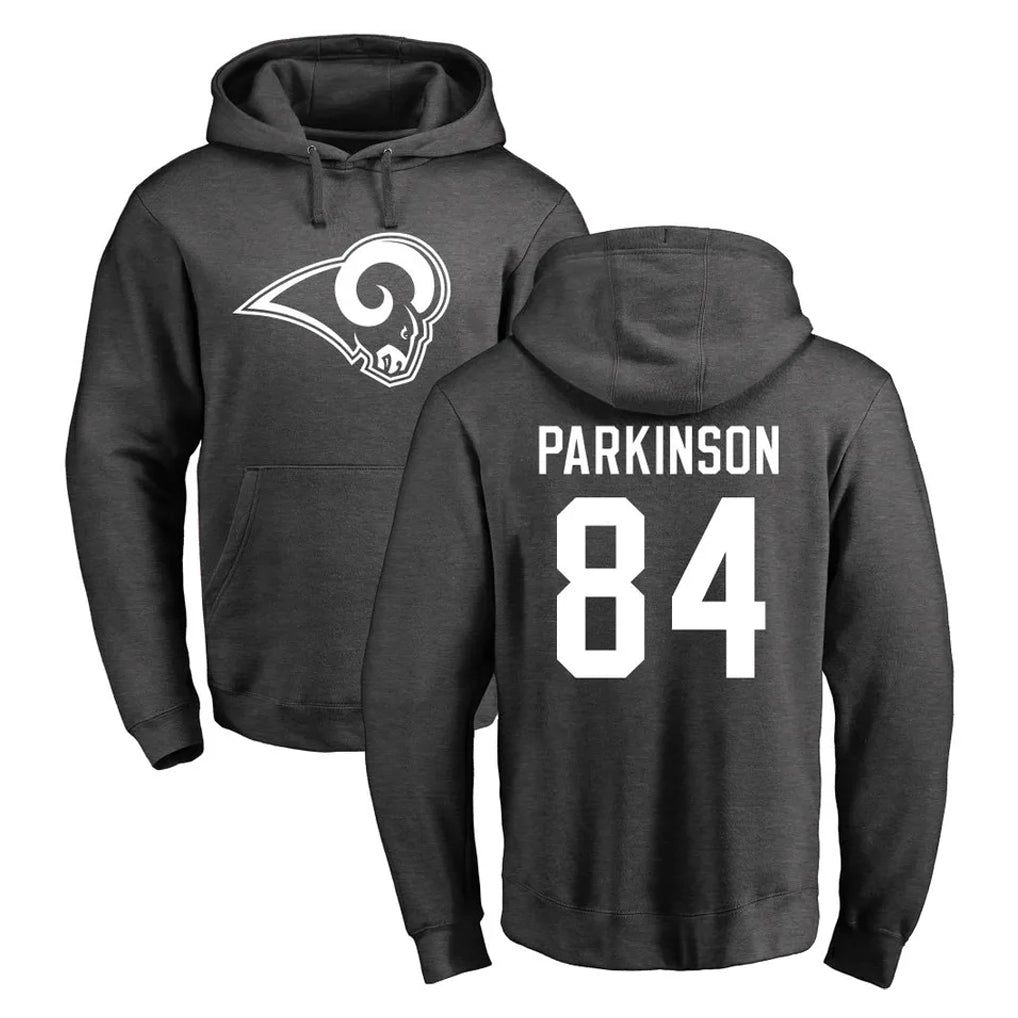 LA.Rams #84 Colby Parkinson Player Gray Pullover Hoodie Limited Game Ldoa Stitched Jerseys