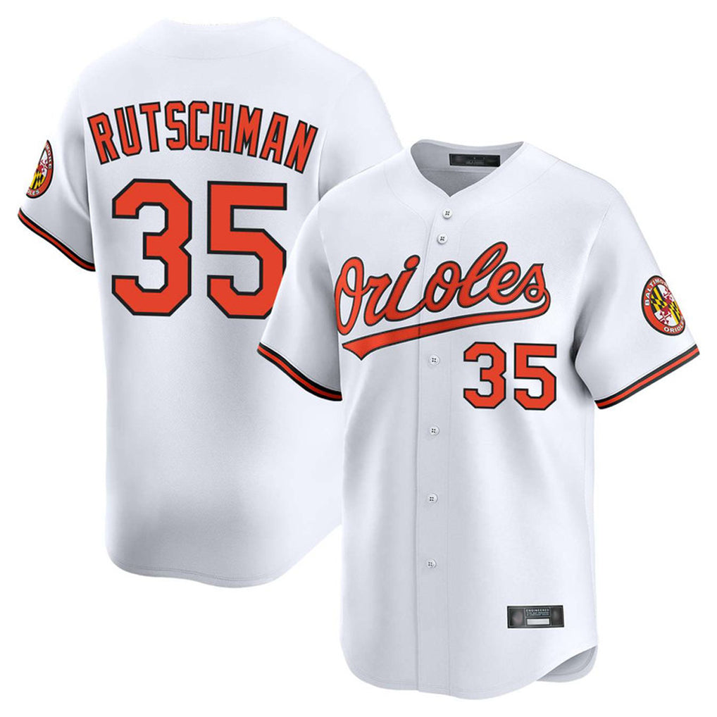 B.Orioles #35 Adley Rutschman Player White Limited Home Game Ldoa Stitched Jerseys