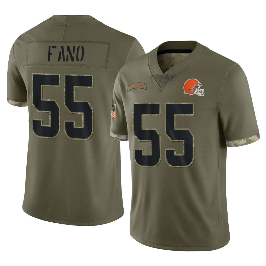 C.Browns #55 Spencer Fano Player Olive Salute to Service Limited Game Ldoa Stitched Jerseys