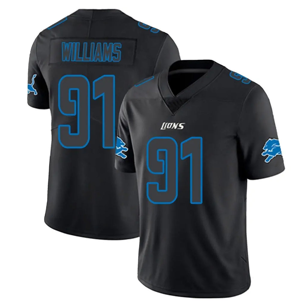 D.Lions #91 Tyleik Williams Player Black Impact Limited Home Game Ldoa Stitched Jerseys