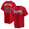 A.Braves #56 Spencer Schwellenbach Player Red Home Game Ldoa Stitched Jerseys