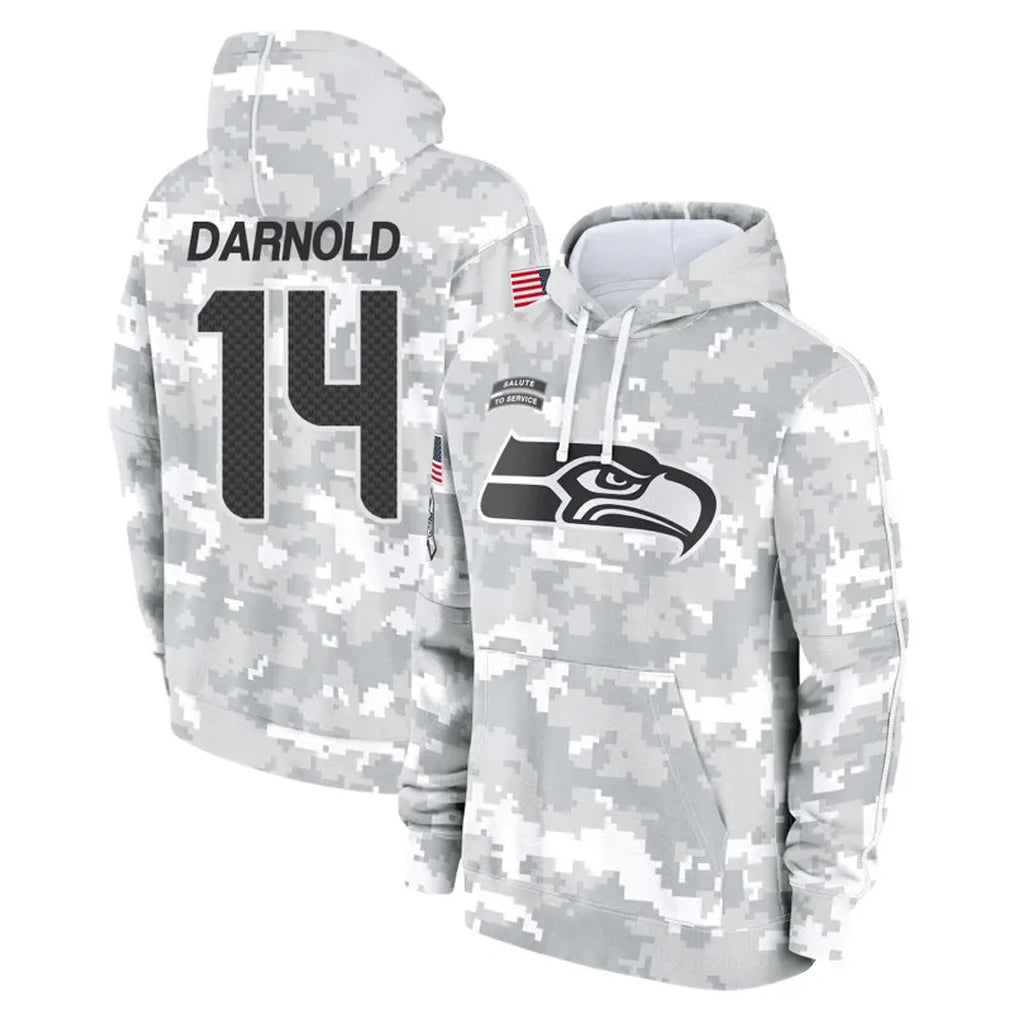 S.Seahawks #14 Sam Darnold Player Arctic Camo Limited Salute to Service Pullover Hoodies Game Ldoa Stitched Jerseys