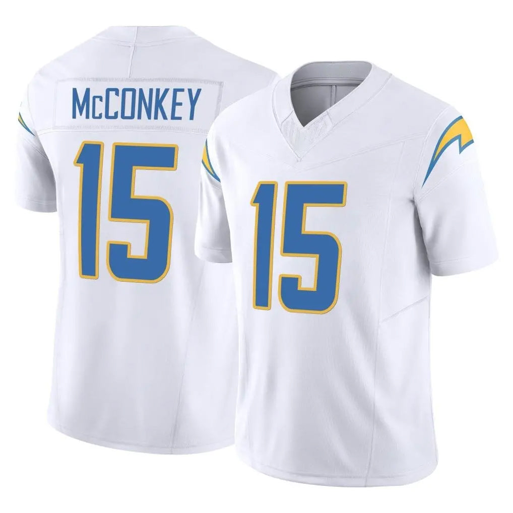 LA.Chargers #15 Ladd McConkey Player White Limited Vapor F.U.S.E. Home Game Ldoa Stitched Jerseys