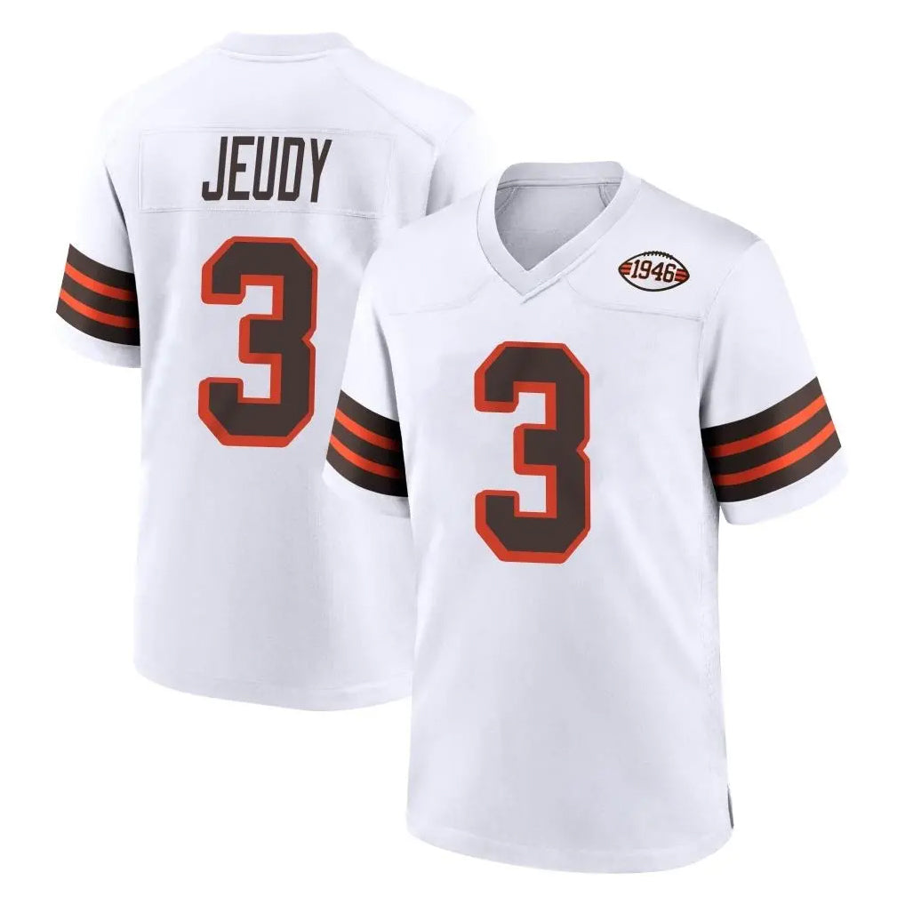C.Browns #3 Jerry Jeudy Player White Alternate Home Game Ldoa Stitched Jerseys