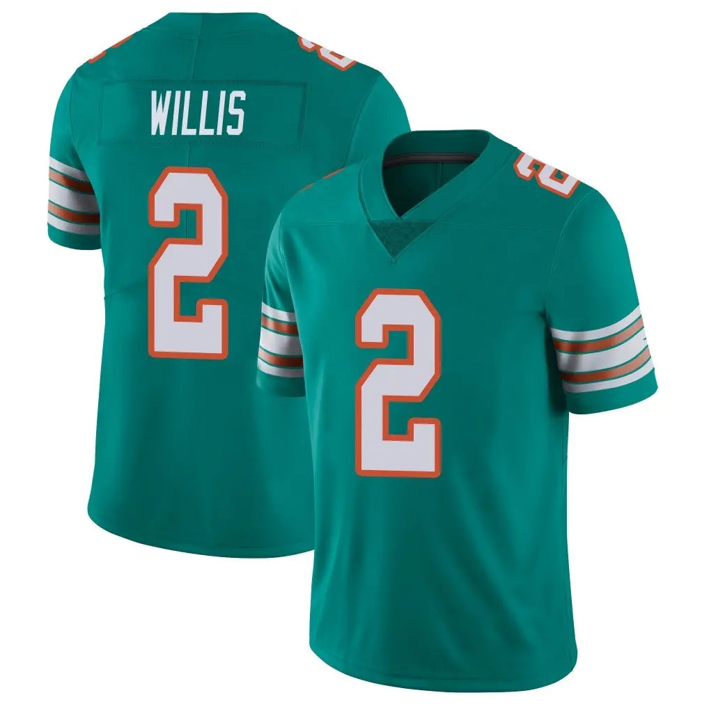 M.Dolphins #2 Malik Willis Player Aqua Limited Alternate Vapor Untouchable Home Game Ldoa Stitched Jerseys