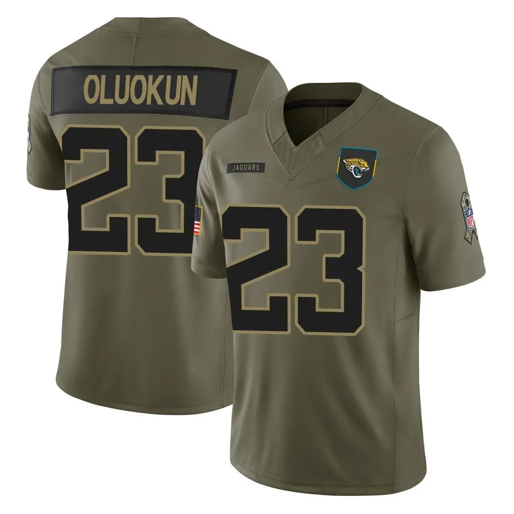 J.Jaguars #23 Foyesade Oluokun Player Olive 2025 Salute To Service Limited Game Ldoa Stitched Jerseys