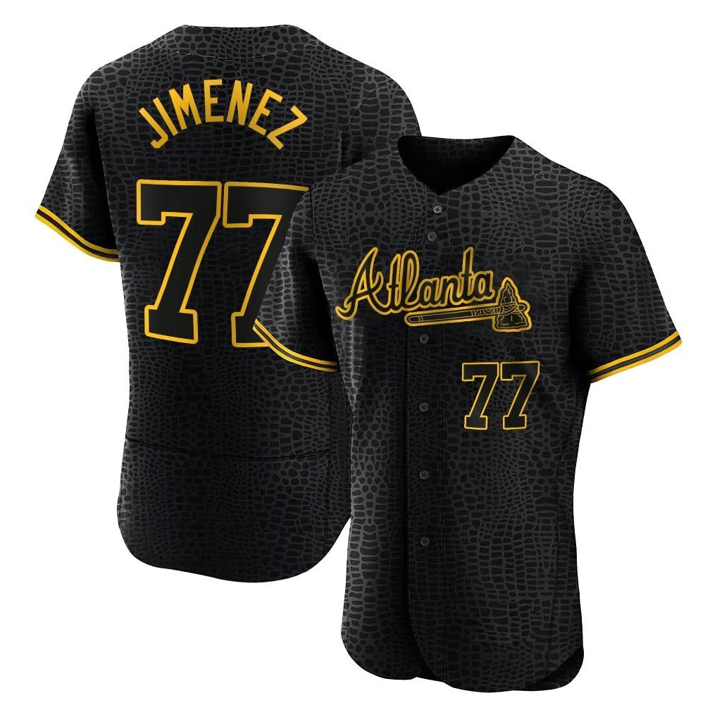 A.Braves #77 Joe Jimenez Player Black Snake Skin City Limited Elite Home Game Ldoa Stitched Jerseys