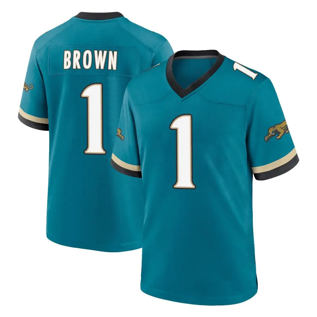 J.Jaguars #1 Montaric Brown Player Teal Prowler Throwback Limited Home Game Ldoa Stitched Jerseys