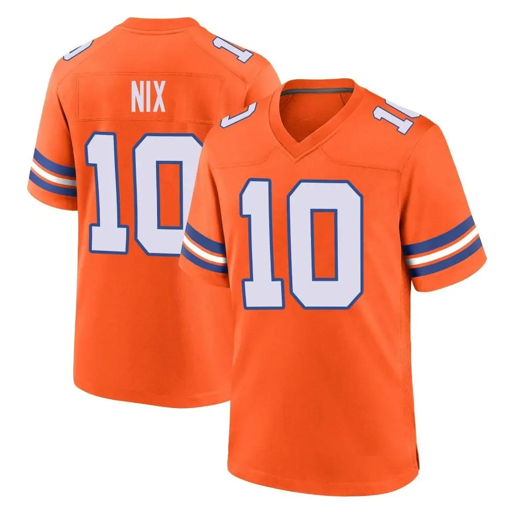 D.Broncos #10 Bo Nix Player Orange Alternate Collection Throwback Game Ldoa Stitched Jerseys