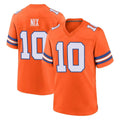D.Broncos #10 Bo Nix Player Orange Alternate Collection Throwback Game Ldoa Stitched Jerseys