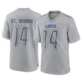 D.Lions #14 Amon-Ra St. Brown Player Gray Atmosphere Fashion Home Game Ldoa Stitched Jerseys