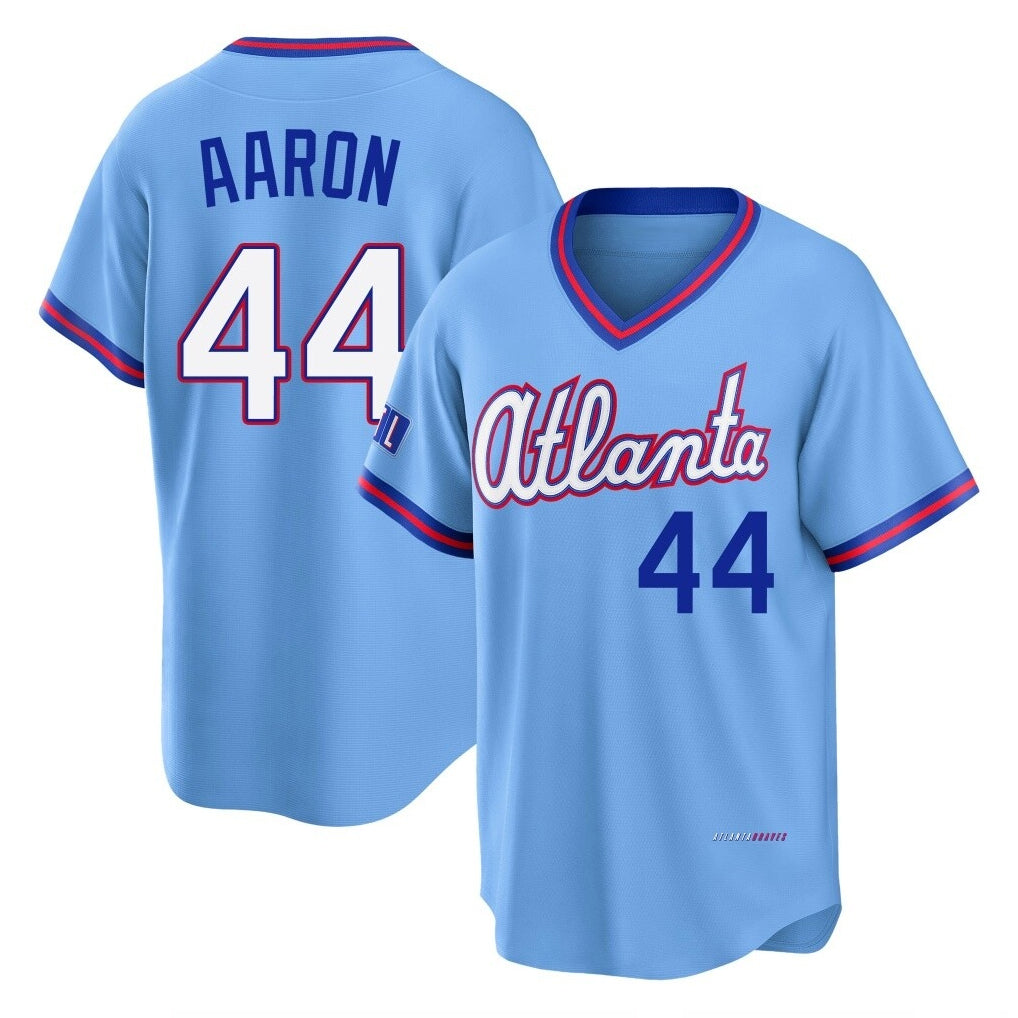 A.Braves #44 Hank Aaron Player Powder Blue 2026 City Connect T-shirt Home Game Ldoa Stitched Jerseys