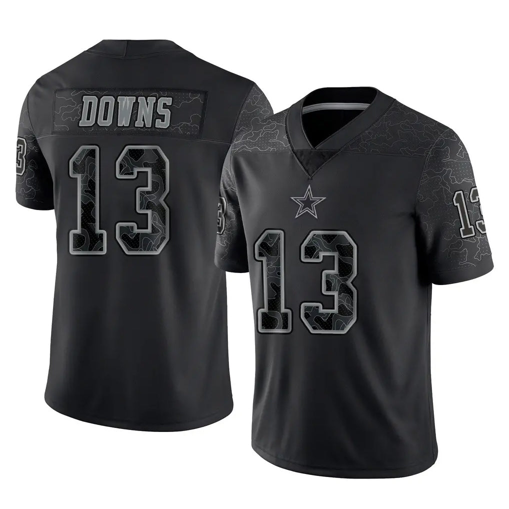 D.Cowboys #13 Caleb Downs Player Black Limited Reflective Home Game Ldoa Stitched Jerseys