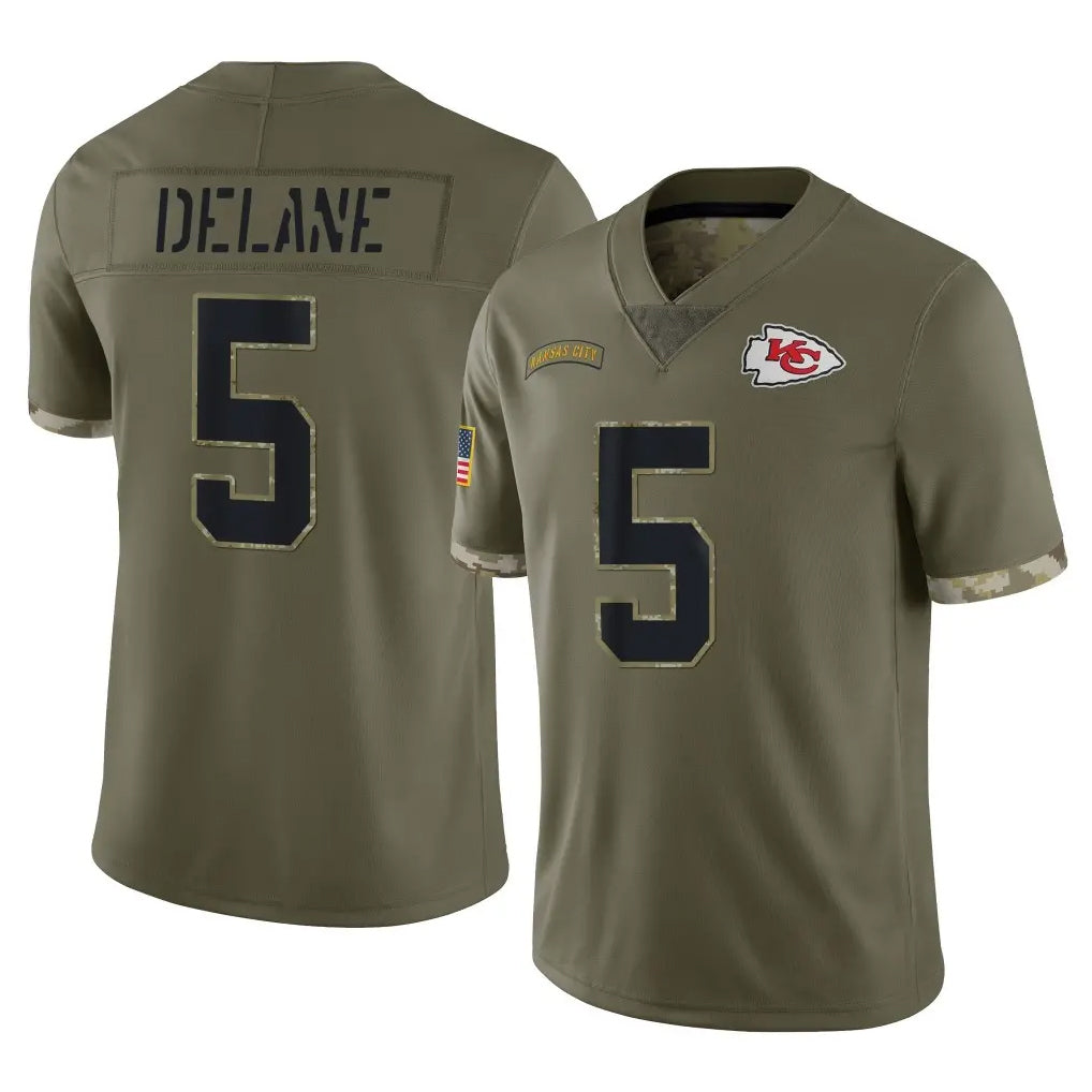 KC.Chiefs #5 Mansoor Delane Player Olive Salute To Service Limited Ldoa Stitched Jerseys