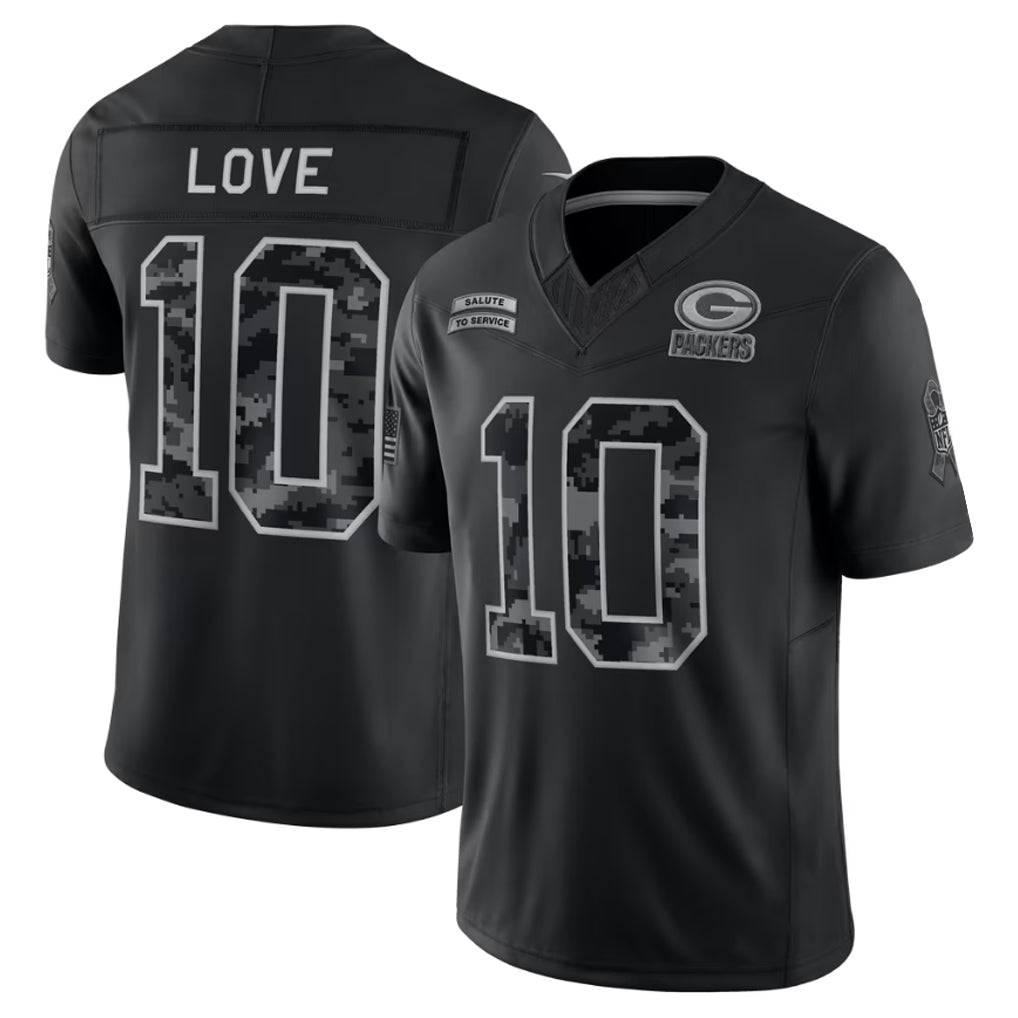 GB.Packers #10 Jordan Love Player Black Limited 2026 Salute to Service Home Game Ldoa Stitched Jerseys