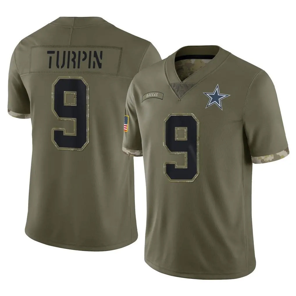D.Cowboys #9 KaVontae Turpin Player Olive Salute to Service Limited Game Ldoa Stitched Jerseys
