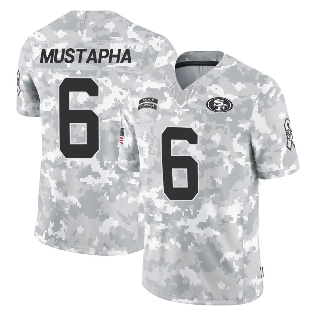 SF.49ers #6 Malik Mustapha Player Arctic Camo Limited Salute To Service Home Game Ldoa Stitched Jerseys