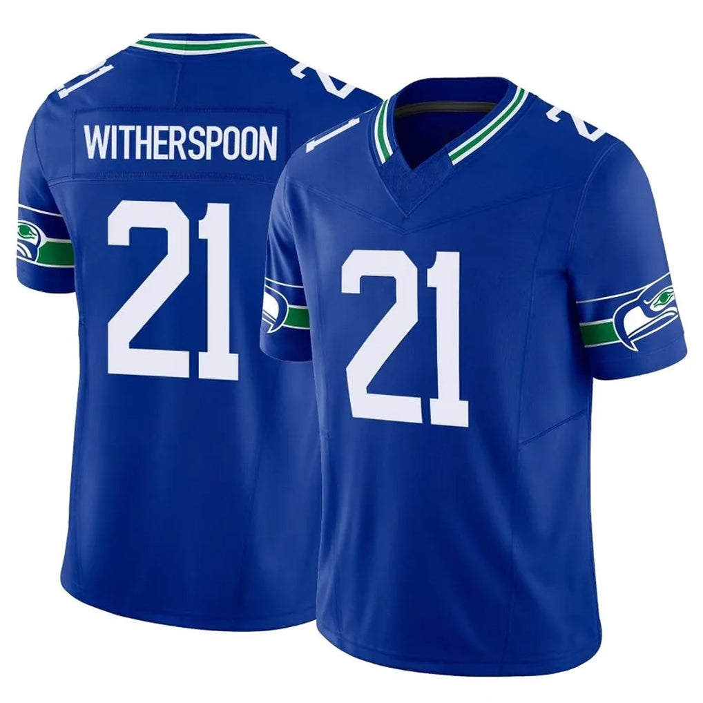 S.Seahawks #21 Devon Witherspoon Player Royal Limited Throwback Vapor F.U.S.E. Home Game Ldoa Stitched Jerseys
