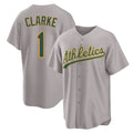 Athletics #1 Denzel Clarke Player Gray Home Game Ldoa Stitched Jerseys